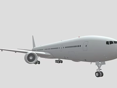 White Commercial Passenger Plane With Extended Landing Gear And Wing Engines 3d model
