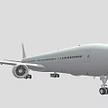 White Commercial Passenger Plane With Extended Landing Gear And Wing Engines