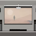 Projection curtain sound combination electronic fireplace 3d model