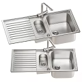 Stainless Steel Wash Basin With Double Bowl Drainer And Faucet Design