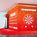 Interactive Zone Interior With Orange Design Dartboard Heart Decorations And Red Carpet 3d model