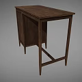 Classic Wooden Writing Desk With Four Drawers And Round Knobs Structure 3d model