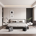 Simple black and white gray bedroom bed 3d model