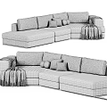 Modern L Shaped Sofa Designs In Different Colors With Pillows And Blankets 3d model