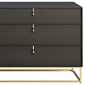 Elegant Modern Dark Gray Sideboard With Gold Metal Legs And Drawer Cabinet Doors
