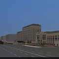 Urban Road Infrastructure With Overpass Buildings Green Belts And Street Lamps