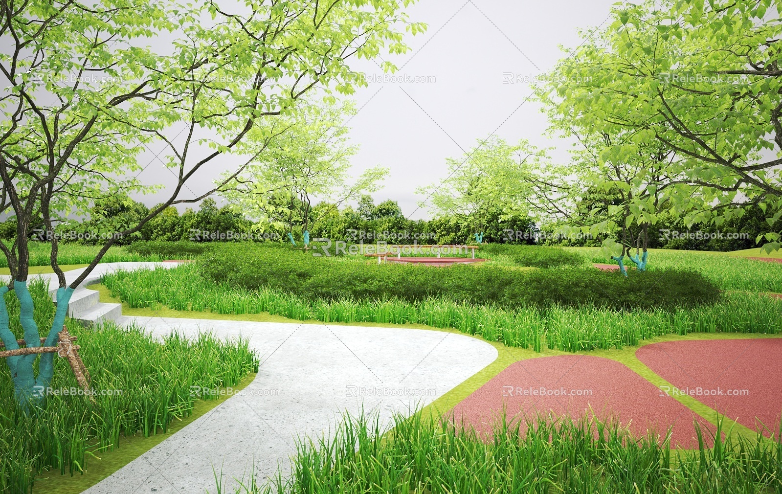 Modern Park Park Landscape Garden Trail Landscape 3d model