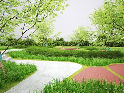 Modern Park Landscape Garden Trail Landscape 3d model