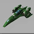 Streamlined Green Aerospace Spaceship Featuring Two Engines And Transparent Cockpit Windows