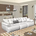 Plush Cream White Sofa And Side Table Combination For Warm Cozy Home Living Room Decor
