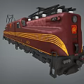Maroon And Yellow Striped Electric Train Featuring Pantograph And Number 4023