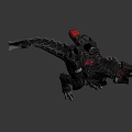 Mechanical Dinosaur Game Movie Character With Metal Armor And Red Glowing Eyes