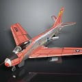 Vintage Red and Silver Military Airplane Model with US Air Force Insignia and Number Markings