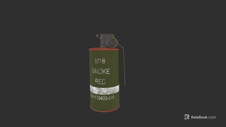 M18 Red Smoke Grenade Military Pyrotechnic Weapon Key Design Features 3d model