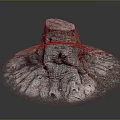 Natural Wood and Stone Tree Stump Decor With Rough Texture and Organic Shape
