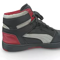 PUMA High-top Leather Sneakers With Black Red And White Lace Up Design