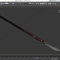 Traditional Spear Weapon With Red Handle Black Grip Golden Accents And Metal Spearhead