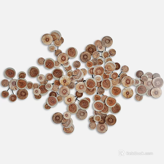 Wooden Circular Slices Wall Decor With Tree Ring Patterns For Artistic Home Interior 3d model