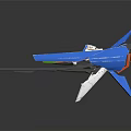 Detailed Blue White Sci Fi Model Aircraft Featuring Green Accents And Long Weapon