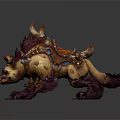 Fantasy Character Riding Mythical Creature With Horns Fur And Decorative Details