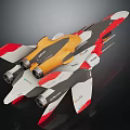 Detailed Sci-Fi Aircraft Model Red White Orange Sleek Aerodynamic Design With Multiple Engines 3d model