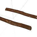 Natural Stone Wood Sticks With Rustic Texture And Polished Stone Tips 3d model
