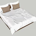 Modern Double Bed With White Bed Sheets Brown Cushions And White Pillows 3d model