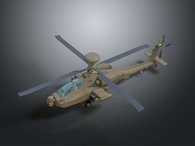 Beige Military Helicopter With Large Rotors Radar Dome And Glass Cockpit Design 3d model