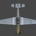 Silver Fighter Aircraft With Yellow Black Checkered Nose Blue Star Emblem On Wings And Propeller