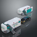 Central Bank Mobile Service Units With White Exterior And Support Vehicle