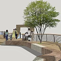 Scenic Winding Road Facilities With Trees Pedestrian Walkways And Seating Areas