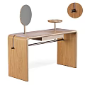 Modern Wooden Dressing Table With Round Mirror And Small Circular Platform 3d model
