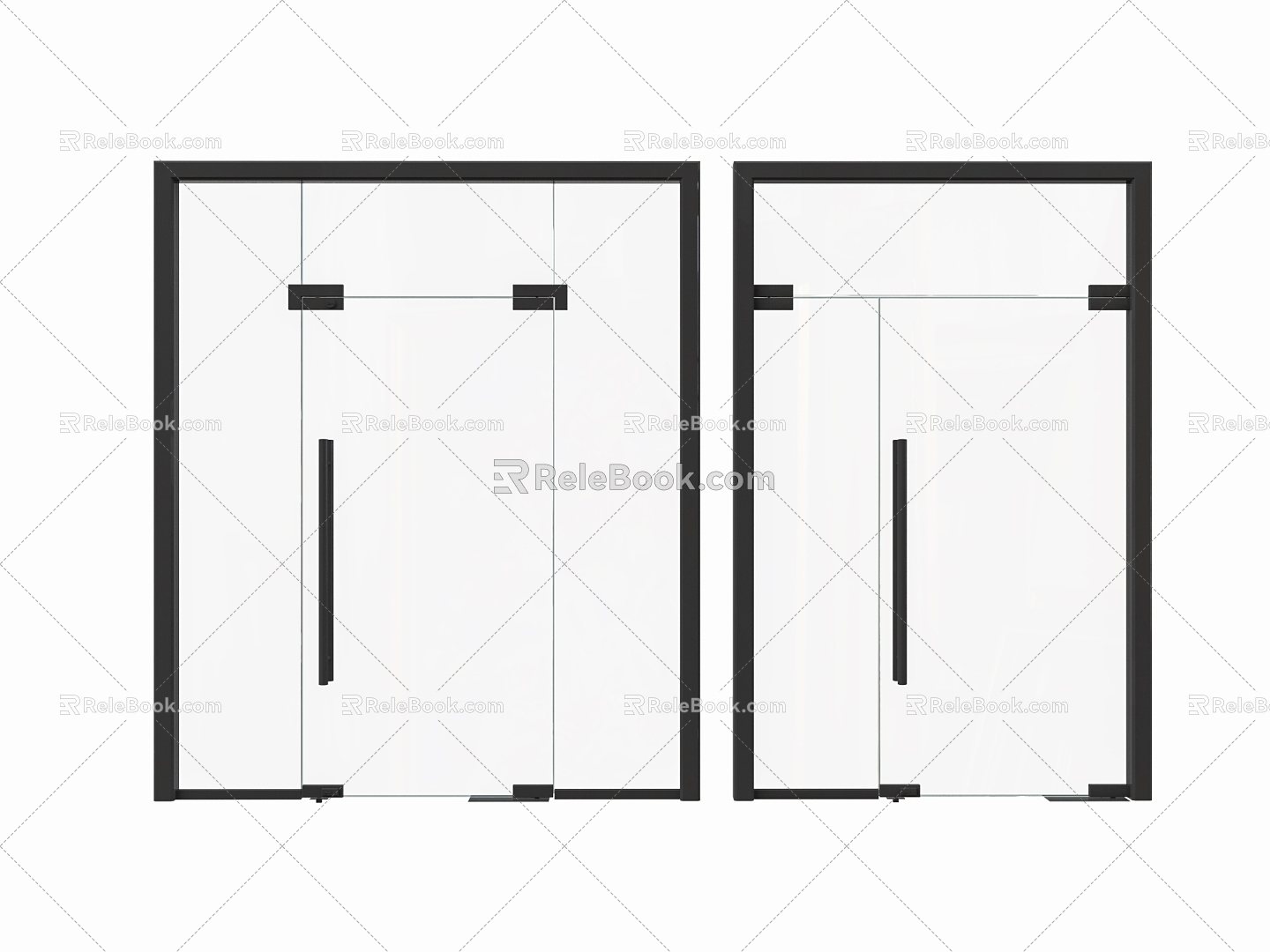 Modern glass door combination double door glass single door office glass door 3d model