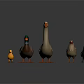 Cartoon Style Farm Animals Including Ducklings Ducks Goose Hen And Bird