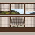 Middle ancient folding window up and down sliding window snow see window flip window 3d model