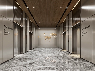 modern elevator hall 3d model