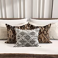 Stylish Geometric Pattern Pillows In Brown And White For Bedroom Bed Decor
