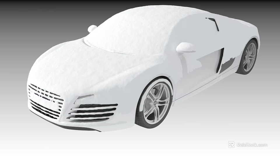 White Modern Sports Car With Sleek Body Design Alloy Wheels And Front Grille 3d model 