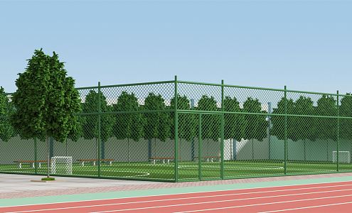 modern football field three-person football field 3d model