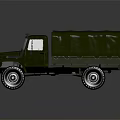 Green Military Truck With Canvas Covered Cargo Bed Sturdy Wheels And Exterior View
