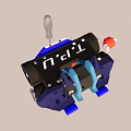 Small Mechanical Device With Blue Black Structure Silver Lever Red Components And Wheels 3d model