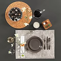 Stylish Tableware Set With Plates Forks Knives Spoons Napkin Water Glass Candle Holder And Flowers