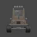 Khaki Off Road Utility Vehicle With Four Round Roof Lights Brown Seats And Large Wheels
