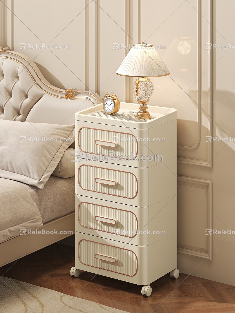 Cream wind bedside table table lamp European bed 3d model