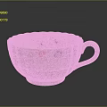 White Ceramic Cup With Colorful Floral Pattern And Scalloped Rim Design