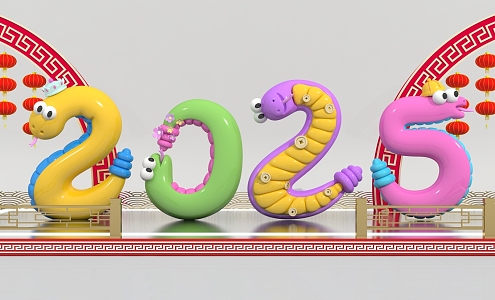 Cartoon Year of the Snake Beauty Chen Modeling Sick Ornaments Jewelry 2025 Year of the Snake Decoration New Year Internet Celebration Card Shop Window Photograph Beauty Chen 3d model