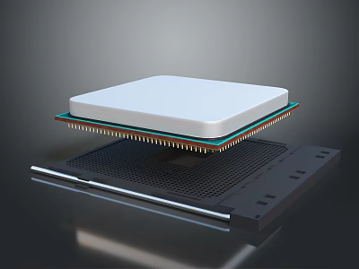 High Performance Electronic Integrated Circuit Chip With Pin Structure On Heat Sink Base 3d model