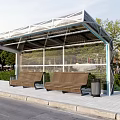 Modern platform bus platform awning canopy outdoor seat 3d model