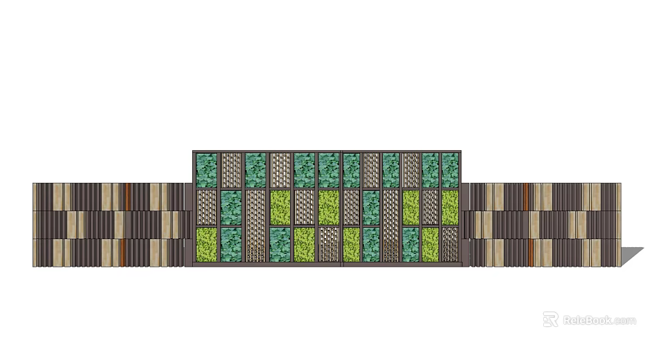 Modern Landscape Wall Design With Colorful Geometric Panels And Mixed Materials 3d model 