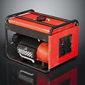 Red And Black Portable Generator With Metal Frame Control Knob And Power Sockets
